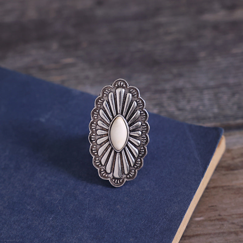 Wholesale  New Retro Bohemian Oval Turquoise Ring