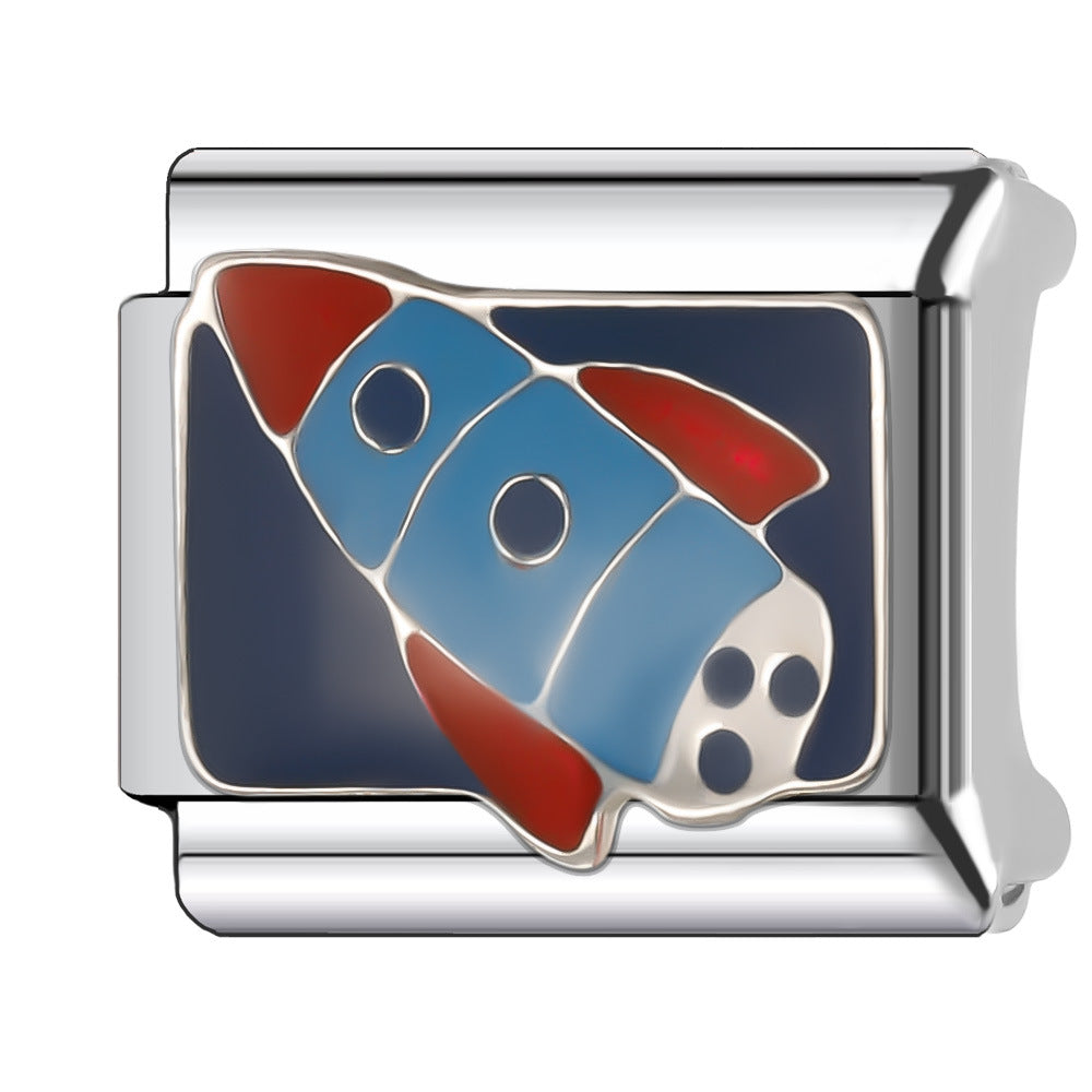 Bracelet de charme italien en gros de 9 mm Série d'avion à boule de bricolage Bracelet composable en acier inoxydable