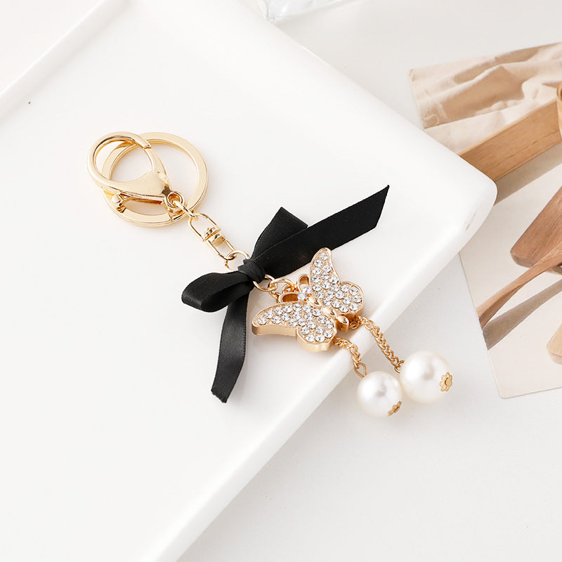 Wholesale Pearl Alloy Butterfly Tassel Keychains ACC-KC-ChenHui008