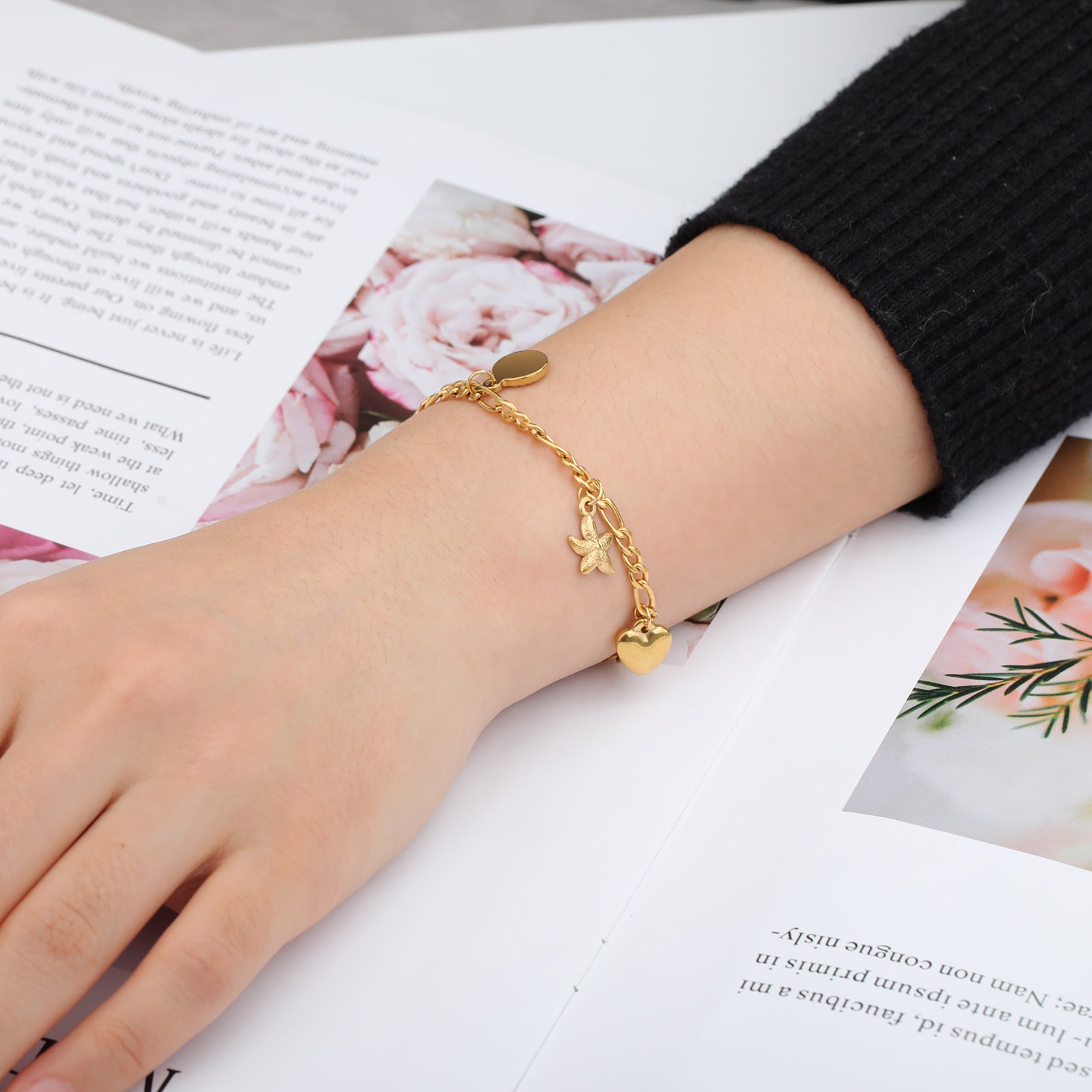 Wholesale Shell Charm Star Heart Sun  Stainless Steel  Valentine's Day Bracelet