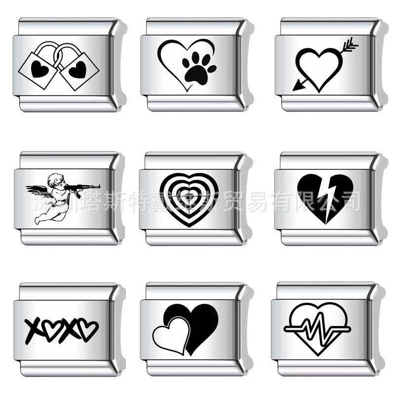 Wholesale 9mm Italian Charm Starter Bracelets DIY square Single Section Creative Stainless Steel Composable Bracelet