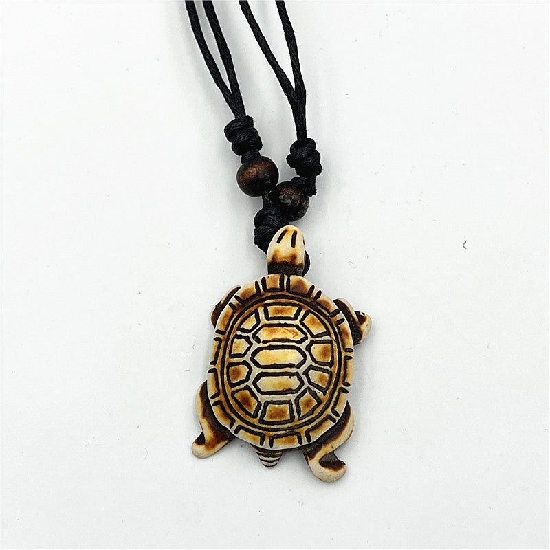 Wholesale Vintage Turtle Necklace Carved Turtle Pendant Resin Sweater Chain ACC-NE-ShuangDe001
