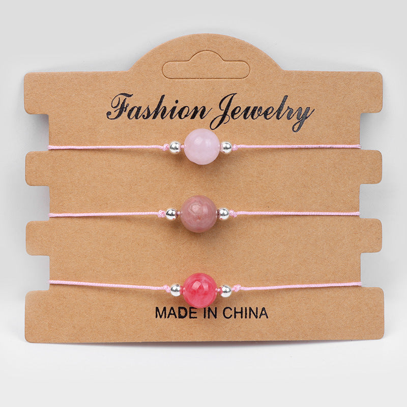 Wholesale Handmade Natural Agate Stone Woven Rope Unisex Couple Bracelet Stylish Fashion Accessory Boutique Gift