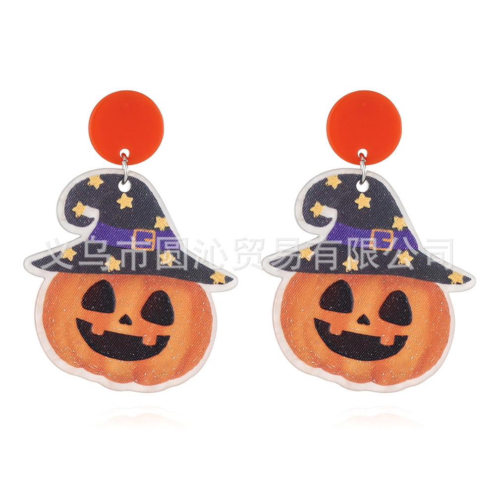 Wholesale   acrylic plate  skull pumpkin ghost mummy earrings