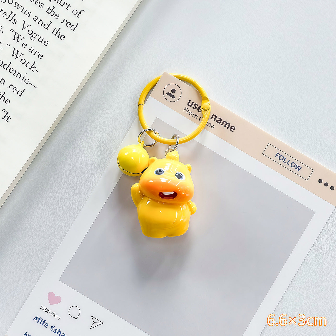 Wholesale Cute 3D Capybara Bell Keychain Plastic Resin Decorative Accessory Gift for Students