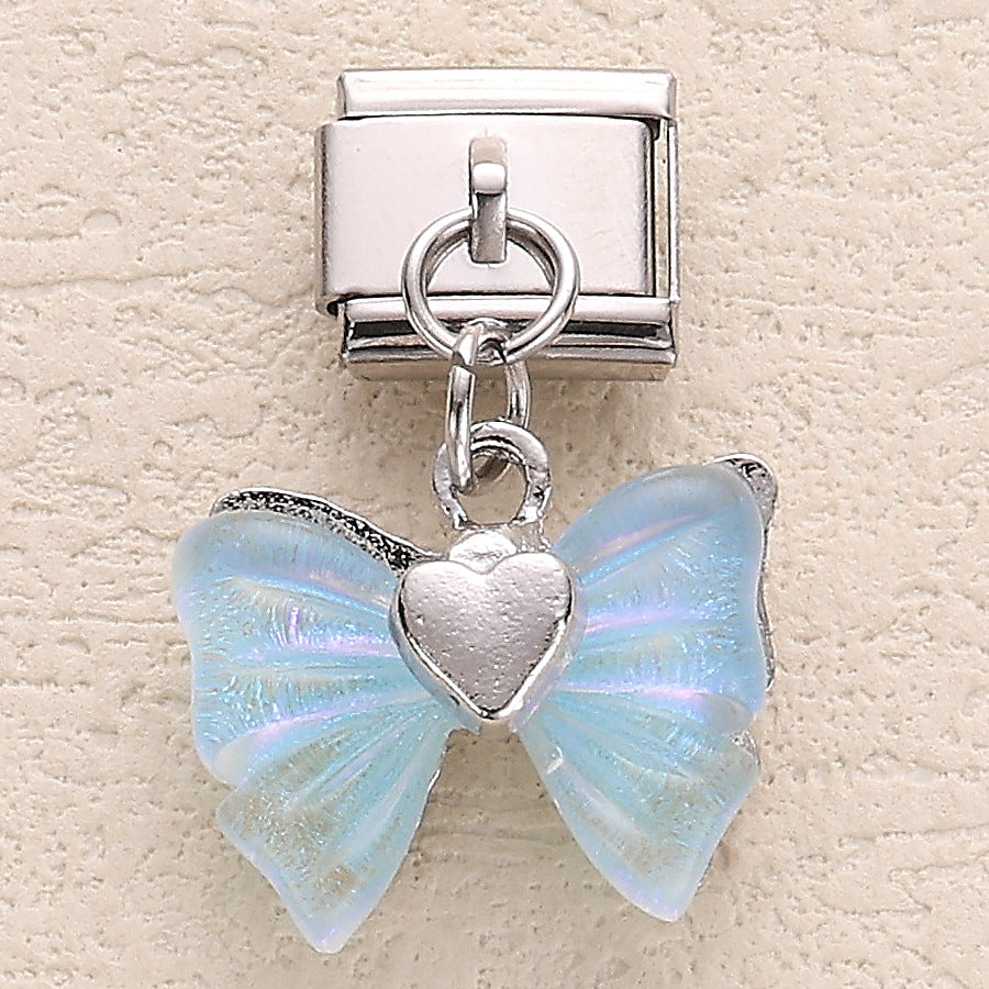 Wholesale 10pcs Italian Charm Bracelet 9mm DIY Splicing Heart Star and Moon Pendant Stainless Steel Composable Bracelet