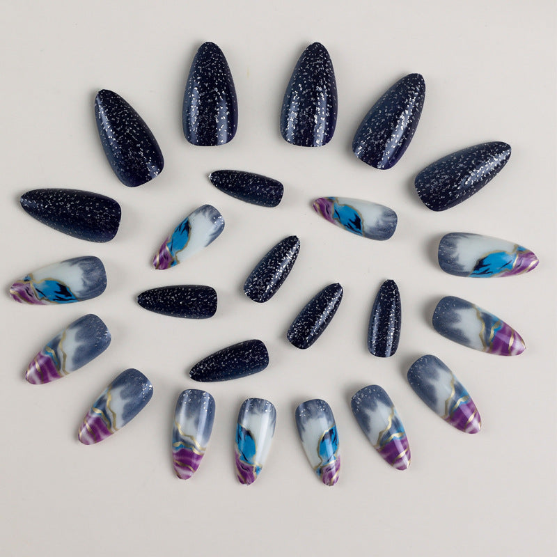 Wholesale Plastic Press on Nails Kits Colorful Halo Starry Sky Nail Enhancement ACC-NS-MeiSu003