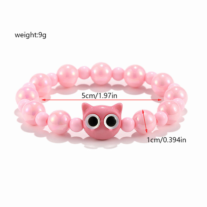 Wholesale Handmade Plastic Resin Cat Beaded Bracelet Sweet Cute Style Women S Chic Fashion Accessory