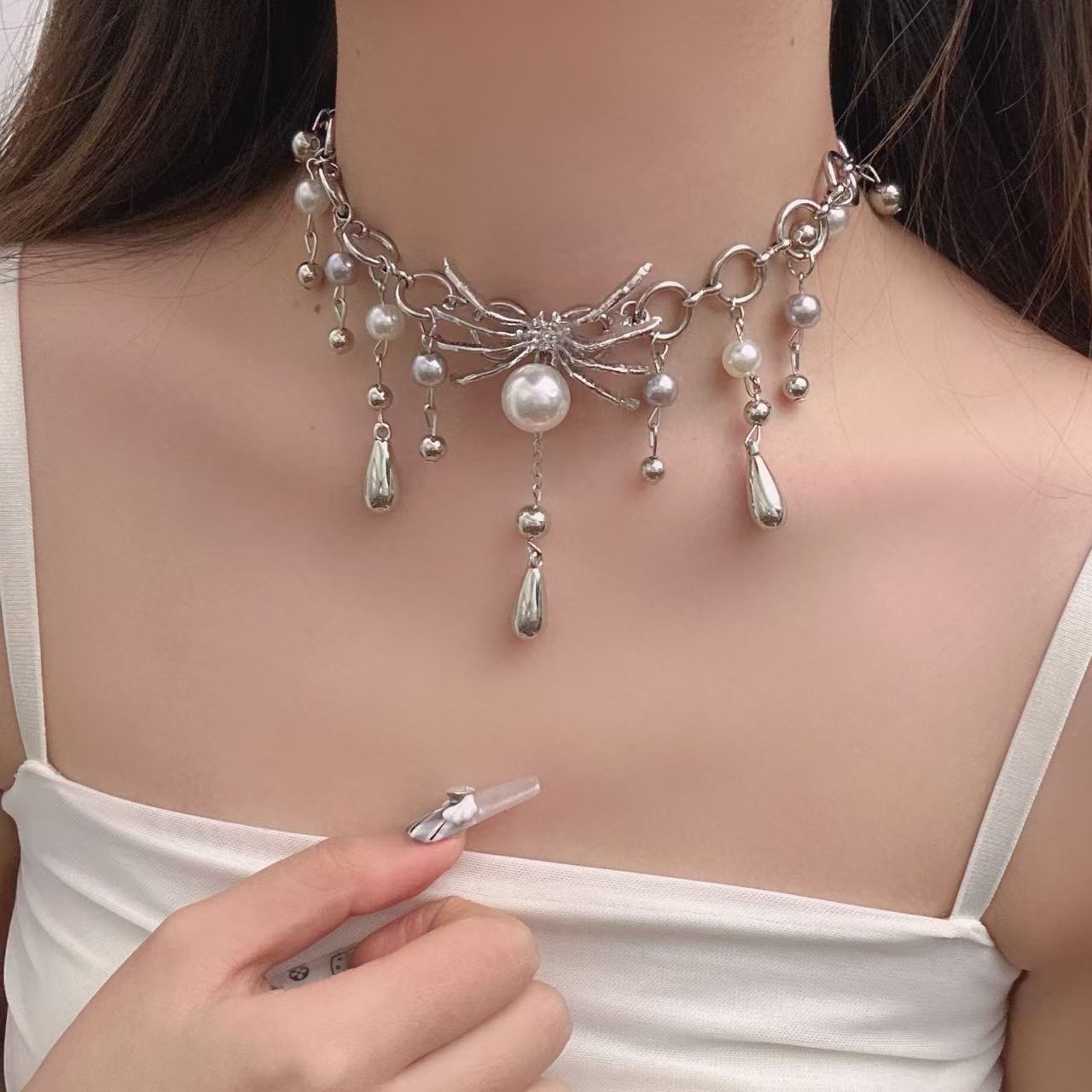 Wholesale Fairy Butterfly Multi-Layer Tassel Pendant Pearl Necklace Fashion Layering Jewelry for Boutique Resale