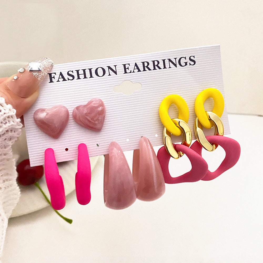 Wholesale Valentine's Day contrasting exaggerated heart resin earrings set