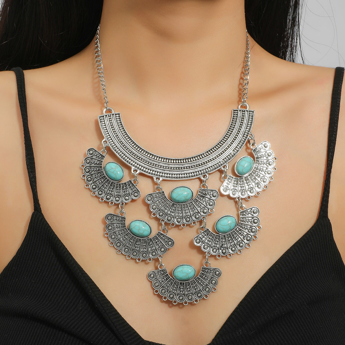 Wholesale Vintage Turquoise Alloy Necklace ACC-NE-JunJie005