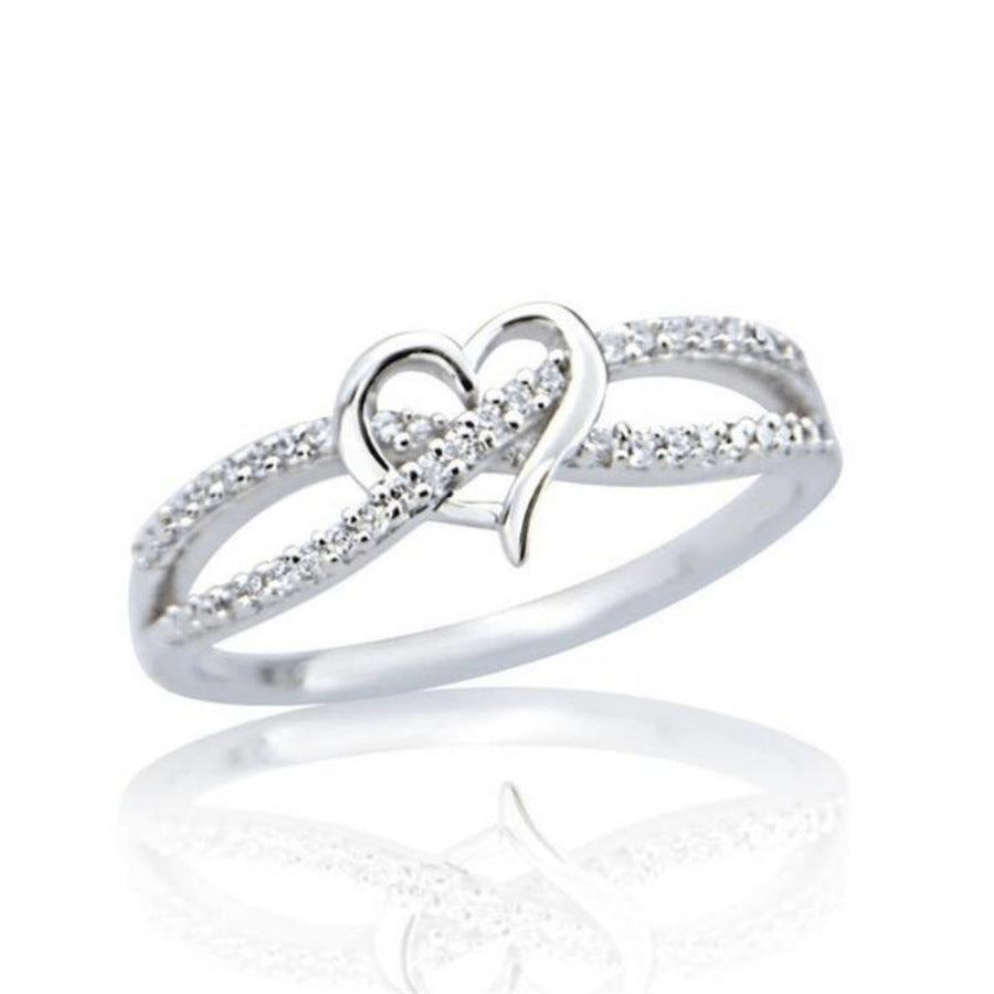 Wholesale  zinc alloy heart shaped diamond rings