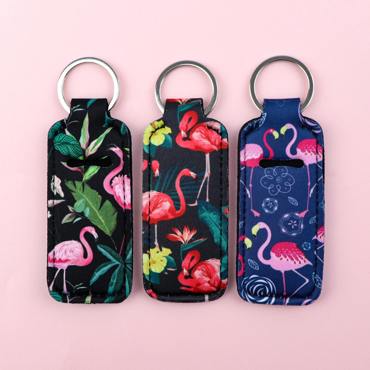 Wholesale 6pcs  Cartoon Flamingo Lipstick Set Keychain