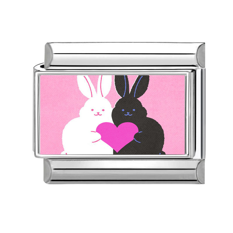 Wholesale Italian Charm Bracelet 9mm DIY Splicing Pink Stainless Steel Composable Bracelet