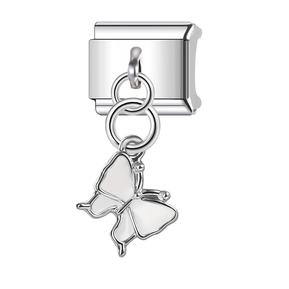 Wholesale Italian Charm Bracelet 9mm DIY Splicing Butterfly Pendant Stainless Steel Composable Bracelet