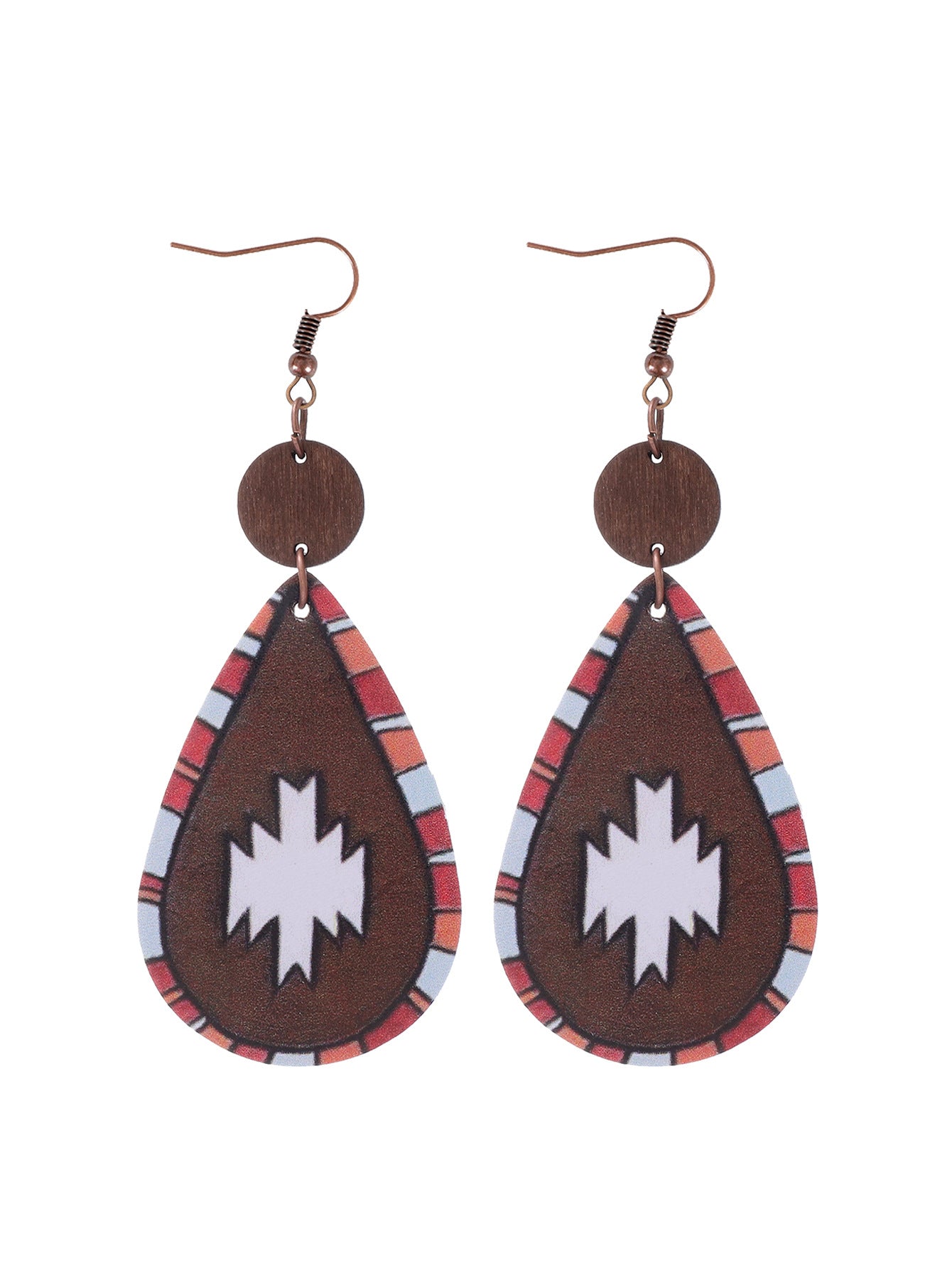 Wholesale  Irregular Graphic Cactus Pattern Leather Earrings