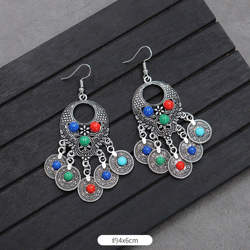 Wholesale Retro Ethnic Earrings Boho Tassel Stud Earrings Bohemian Vintage ACC-ES-Luox009