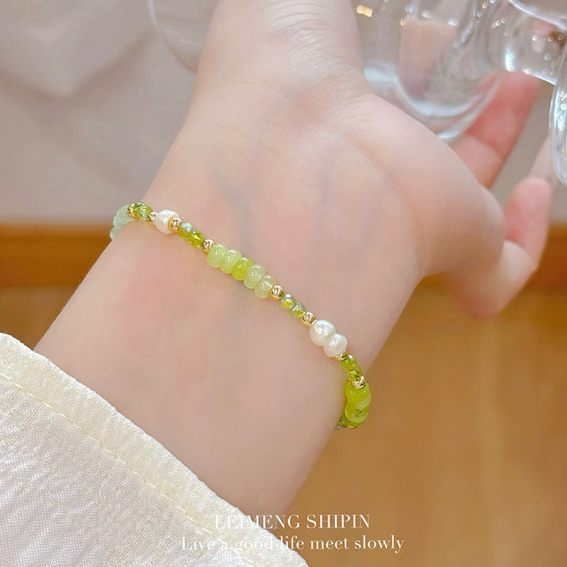 Wholesale  Green Beaded Pearl Bracelet
