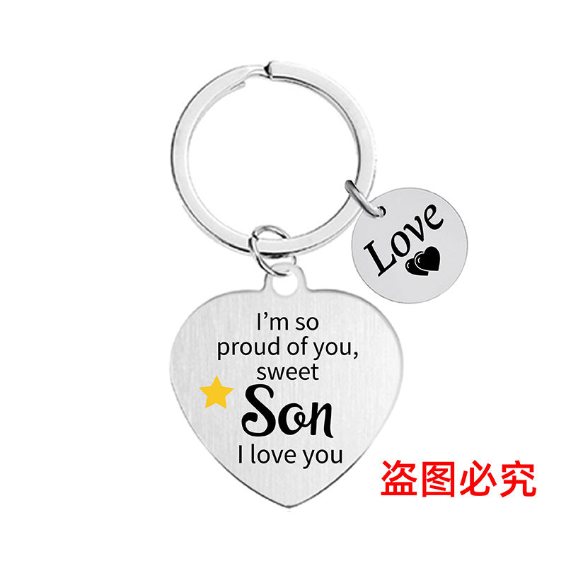 Wholesale Color Printing Family Affection Inspirational Dad Mom Sister Brother Metal Keychain Holiday Gift ACC-KC-Ganggu019