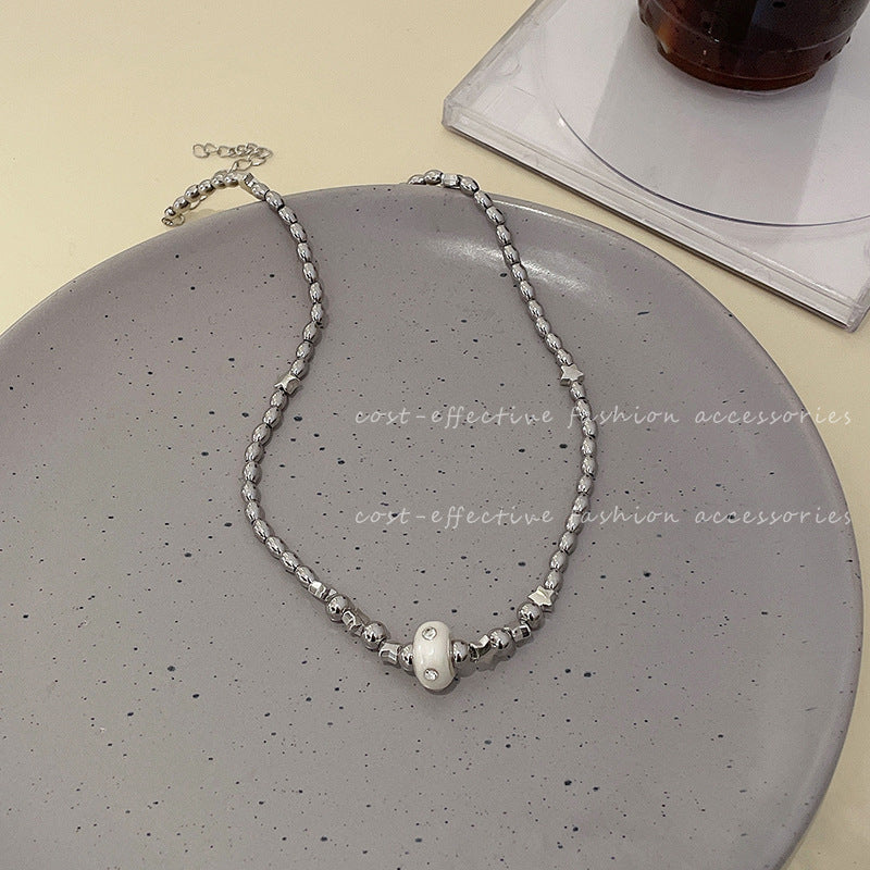 Wholesale Stainless steel beaded clavicle chain accessories  star three-dimensional ball summer light luxury necklace