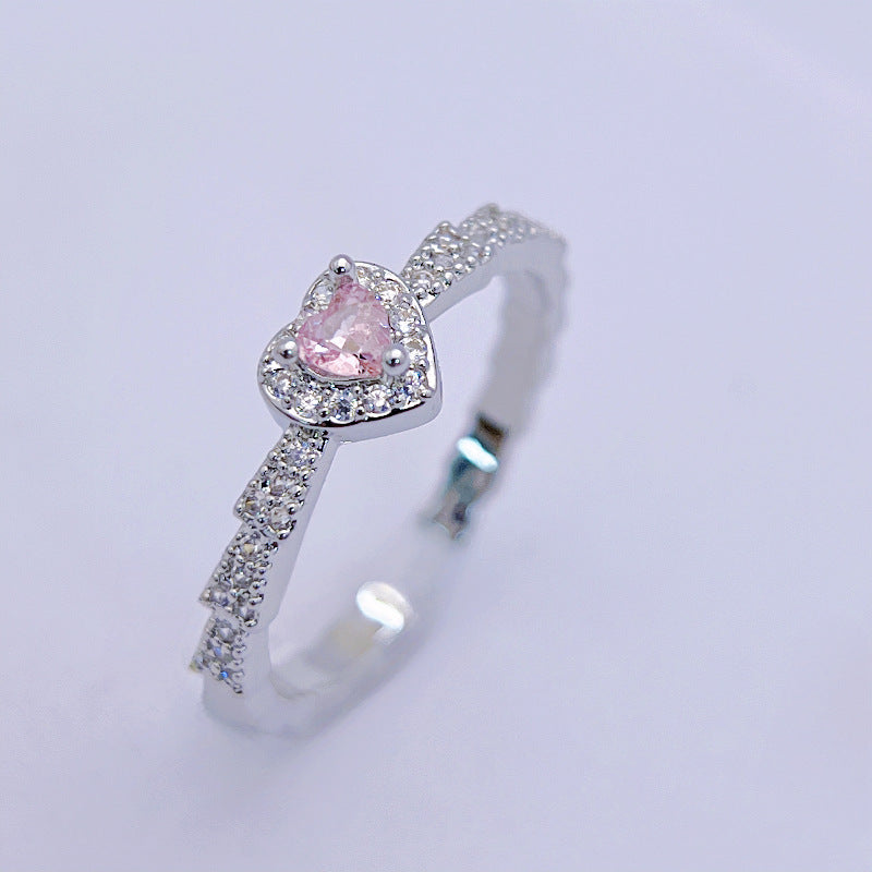Wholesale Trapezoidal Pink Zircon Love Ring Light Luxury Rings ACC-RS-YXY048