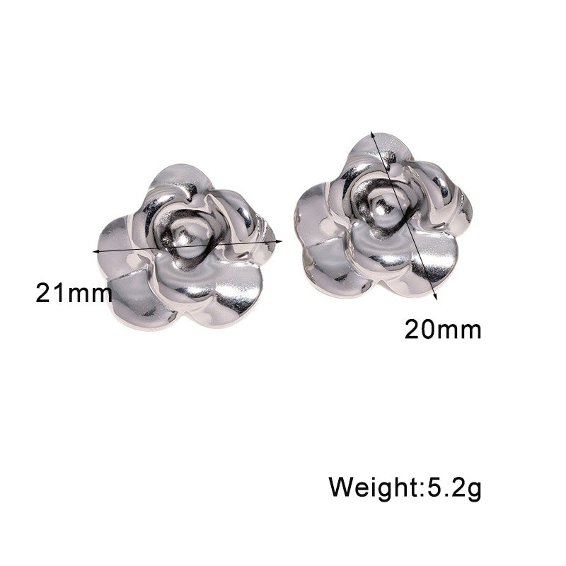 Wholesale Fashion Sweet Flower Earrings Stainless Steel Gold Plated French Minimalist For Party Gift Boutique Resale