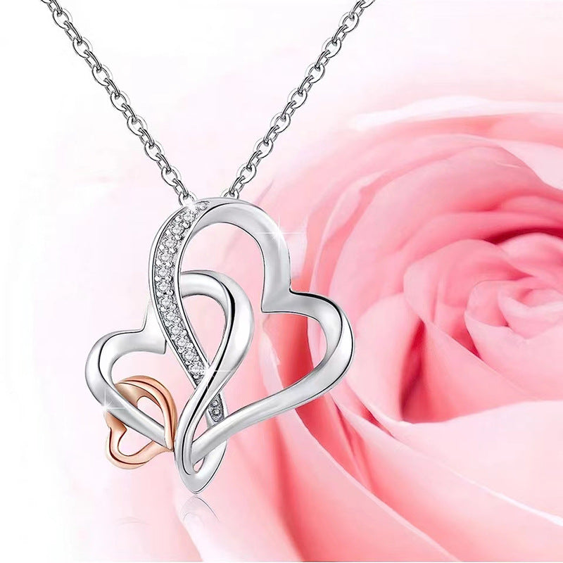 Wholesale  three-heart and love creative necklace