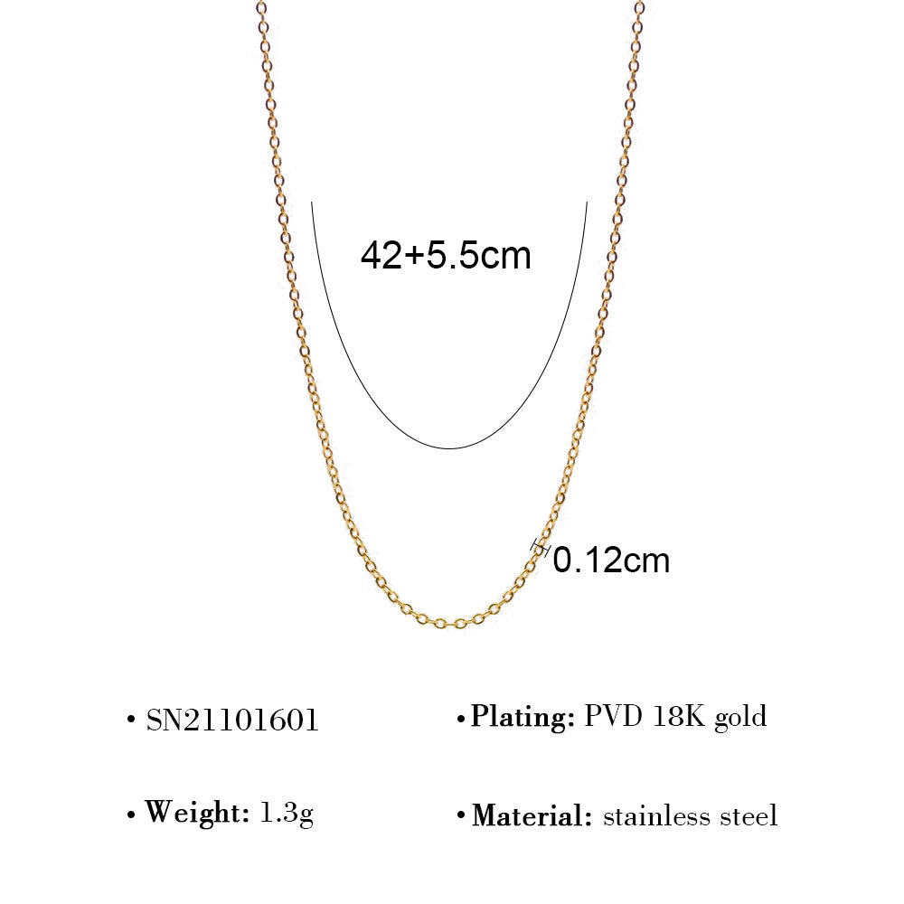 Wholesale Titanium Steel 18K plain chain necklace women O-chain clavicle chain accessories