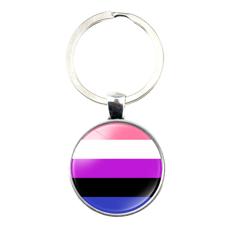 Wholesale Glass Rainbow Bar Time Gem Creative Keychain