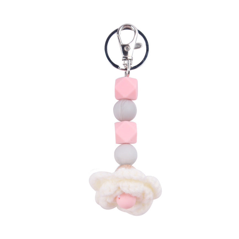 Wholesale Wool Flower Silicone Beaded Keychain ACC-KC-GuangTian051