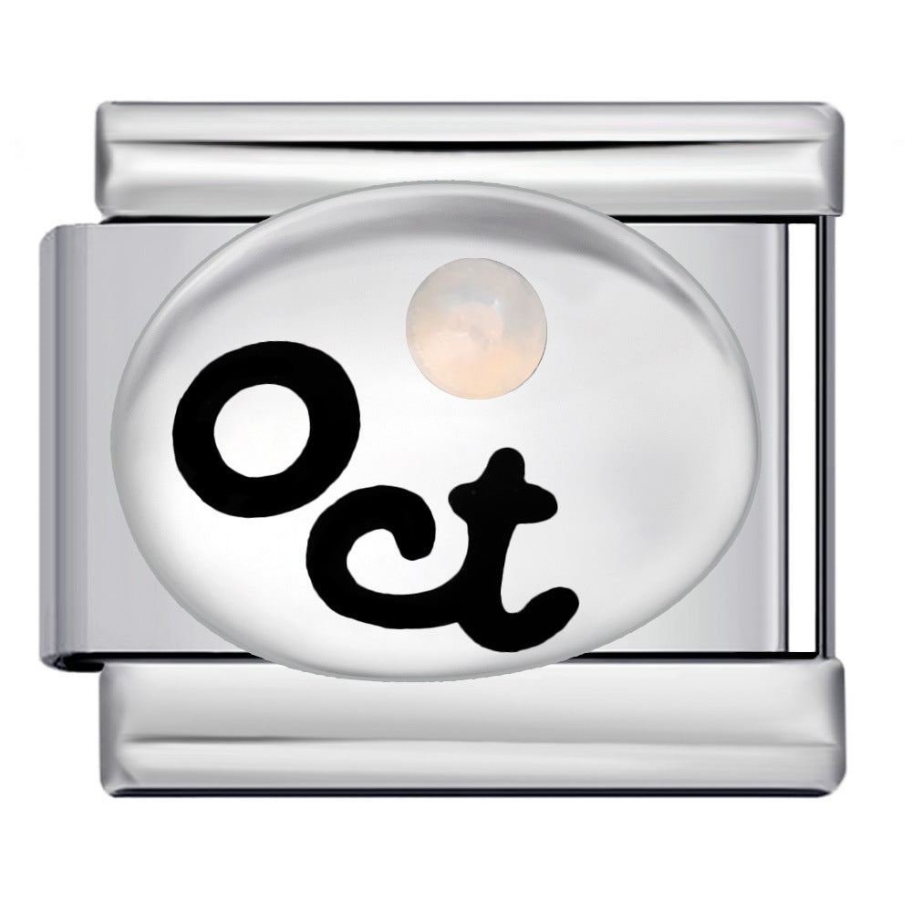 Wholesale Italian Charm Bracelet 9mm DIY Splicing 12 Birthstones Stainless Steel Composable Bracelet