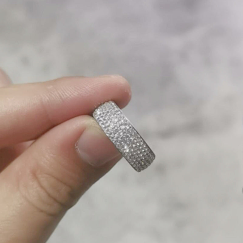Wholesale  6 rows full of diamond titanium steel ring