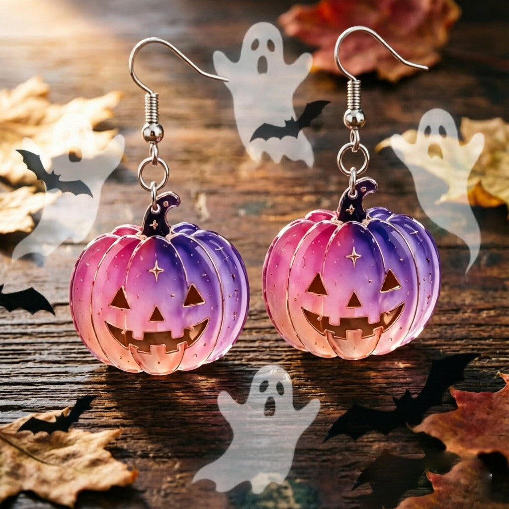Wholesale Acrylic  Pumpkin Earrings - Trendy Cartoon Jewelry Accessory for Holiday Party