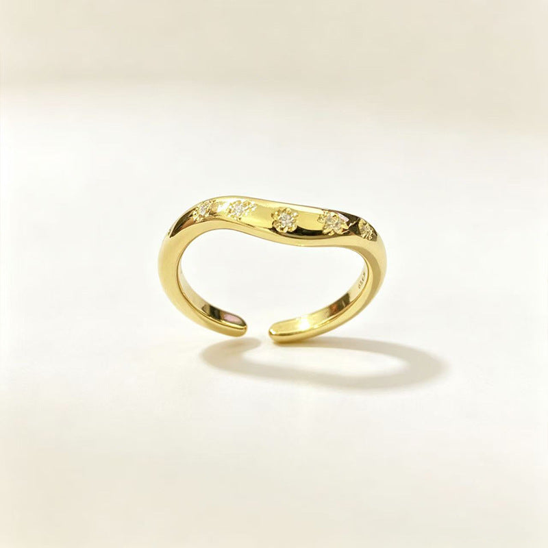 Wholesale Geometric Open Ring with CZ Stones,  Fashion Accessory for Women,  Boutique Resale