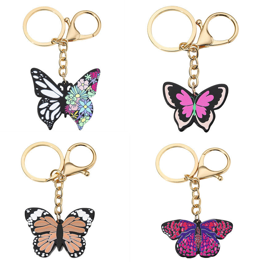 Wholesale Colorful Mixed Color Butterfly Keychain Creative Keychain ACC-KC-RongR024