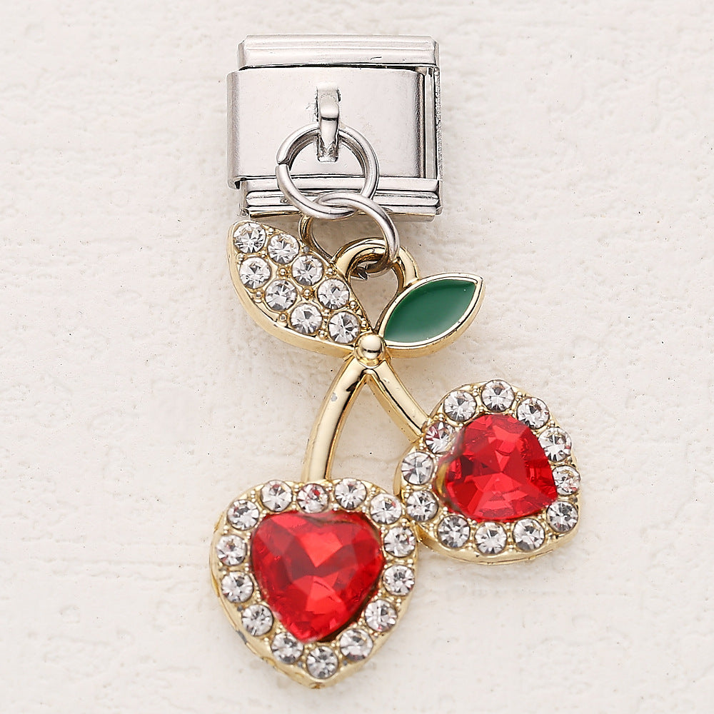 Wholesale 10pcs Italian Charm Bracelet 9mm DIY Splicing Strawberry Avocado Pendant Stainless Steel Composable Bracelet