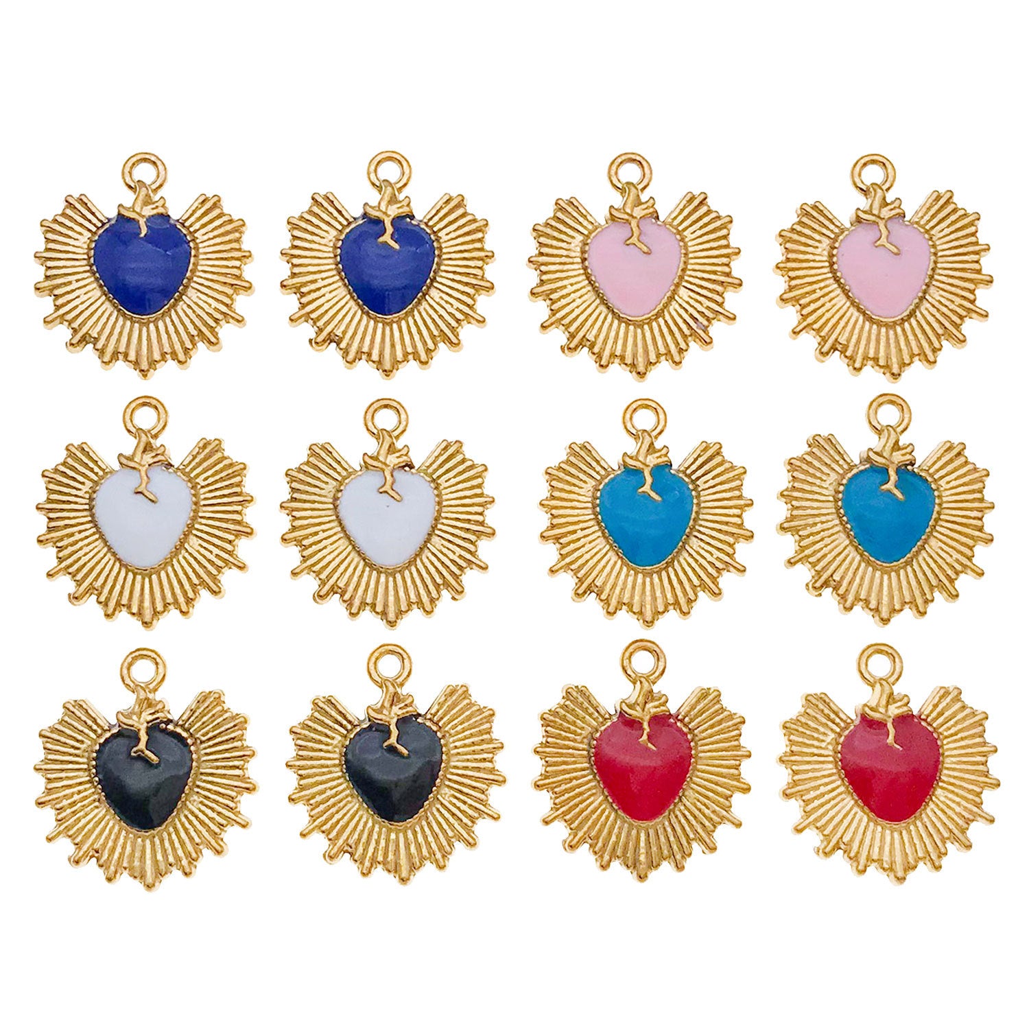 Wholesale Stainless steel gold-plated enamel double-sided heart-shaped  Charms