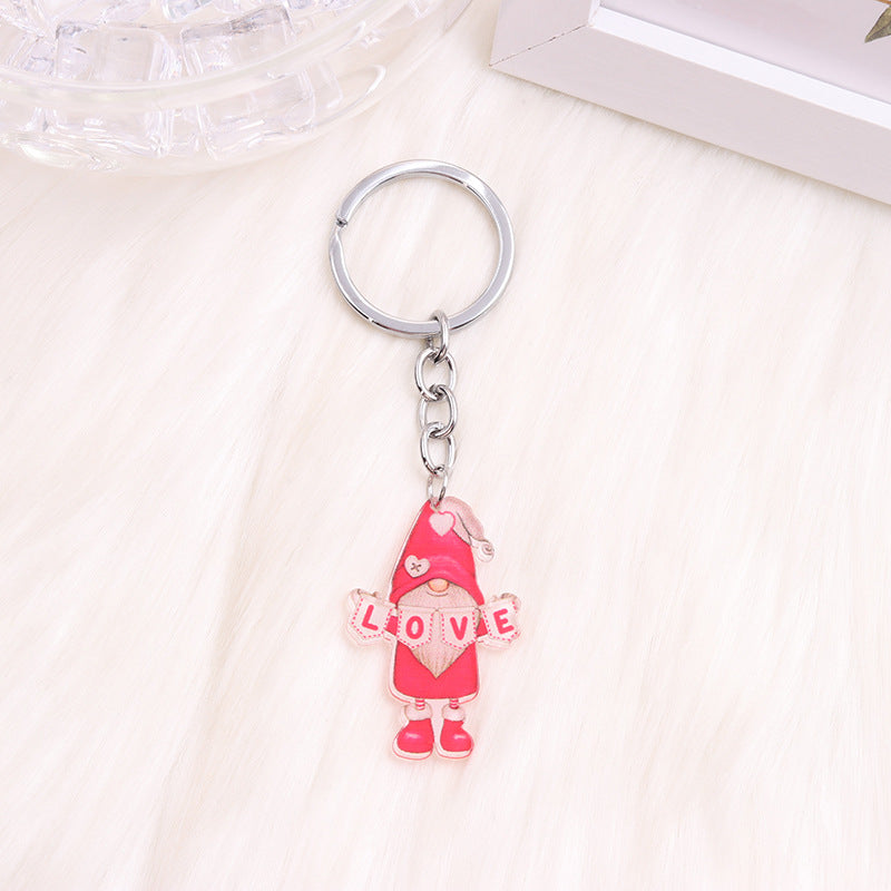 Wholesale Valentine's Day Heart Gnome Flamingo Rainbow Acrylic Keychain