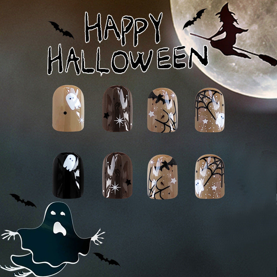 Wholesale 24 Pieces/box Ghost Bat Dark Halloween Press-on Nails Kits Nail Stickers ACC-NS-GuaiXL076