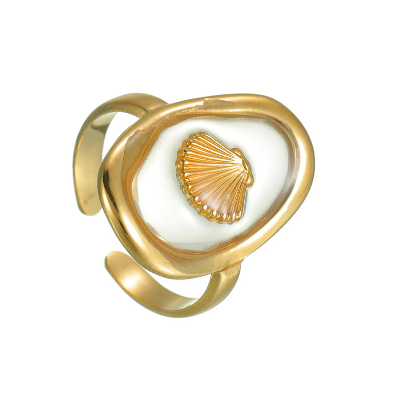 Wholesale  Stainless Steel 18K Gold Geometric Oval Ring