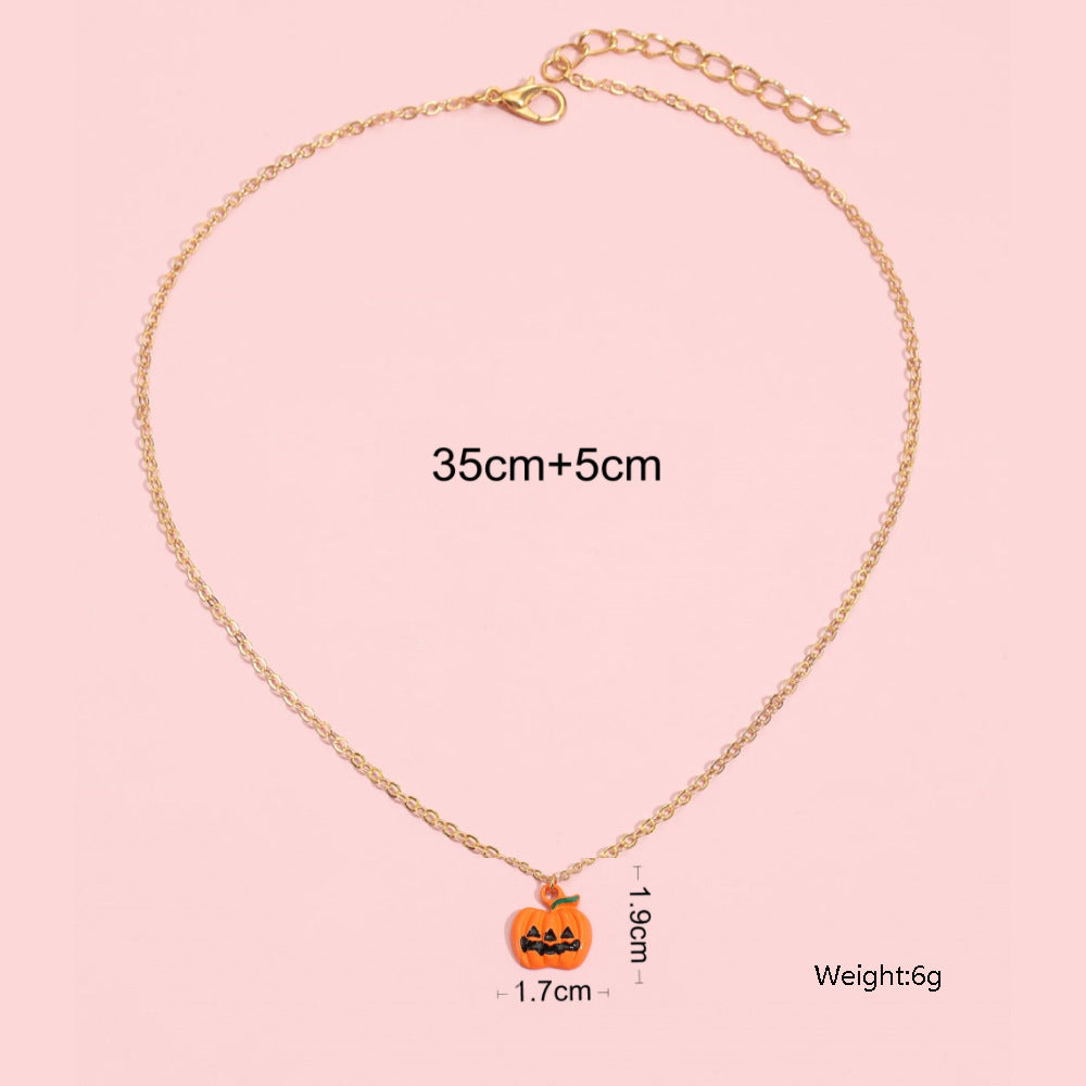 Wholesale   alloy oil drop clavicle chain Pumpkin ghost grimace faceless necklace