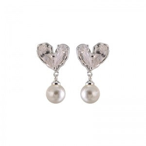 Wholesale love flash diamond pearl earrings
