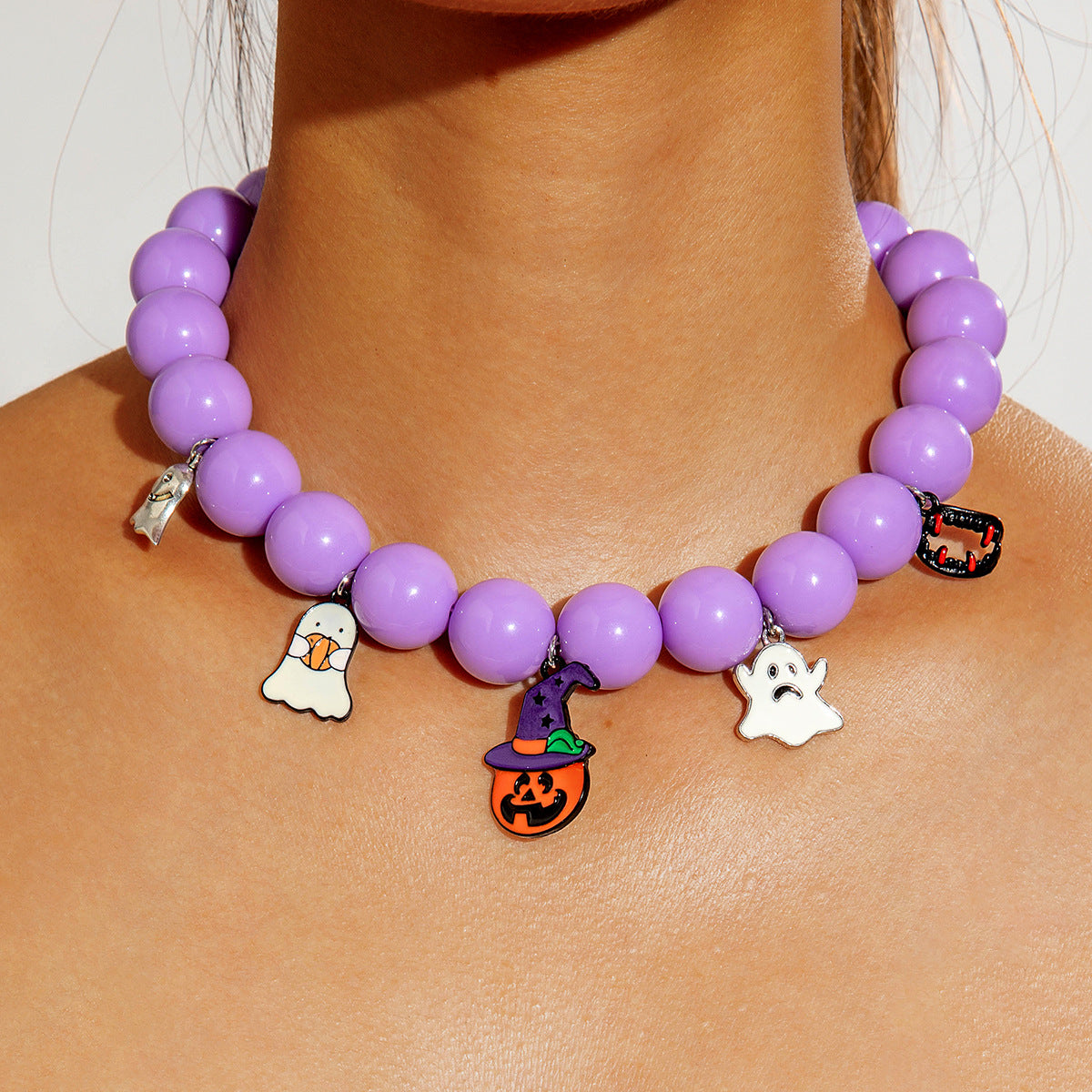 Wholesale  Pumpkin Colored Ghost Necklace