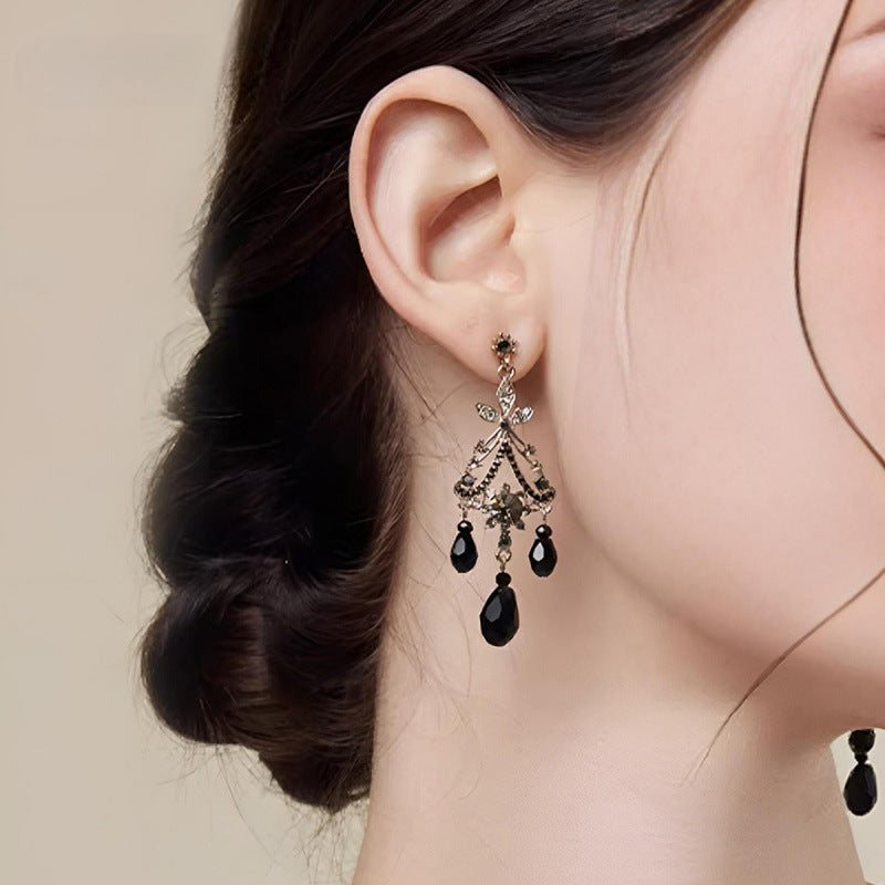 Wholesale Black Crystal Alloy Earrings