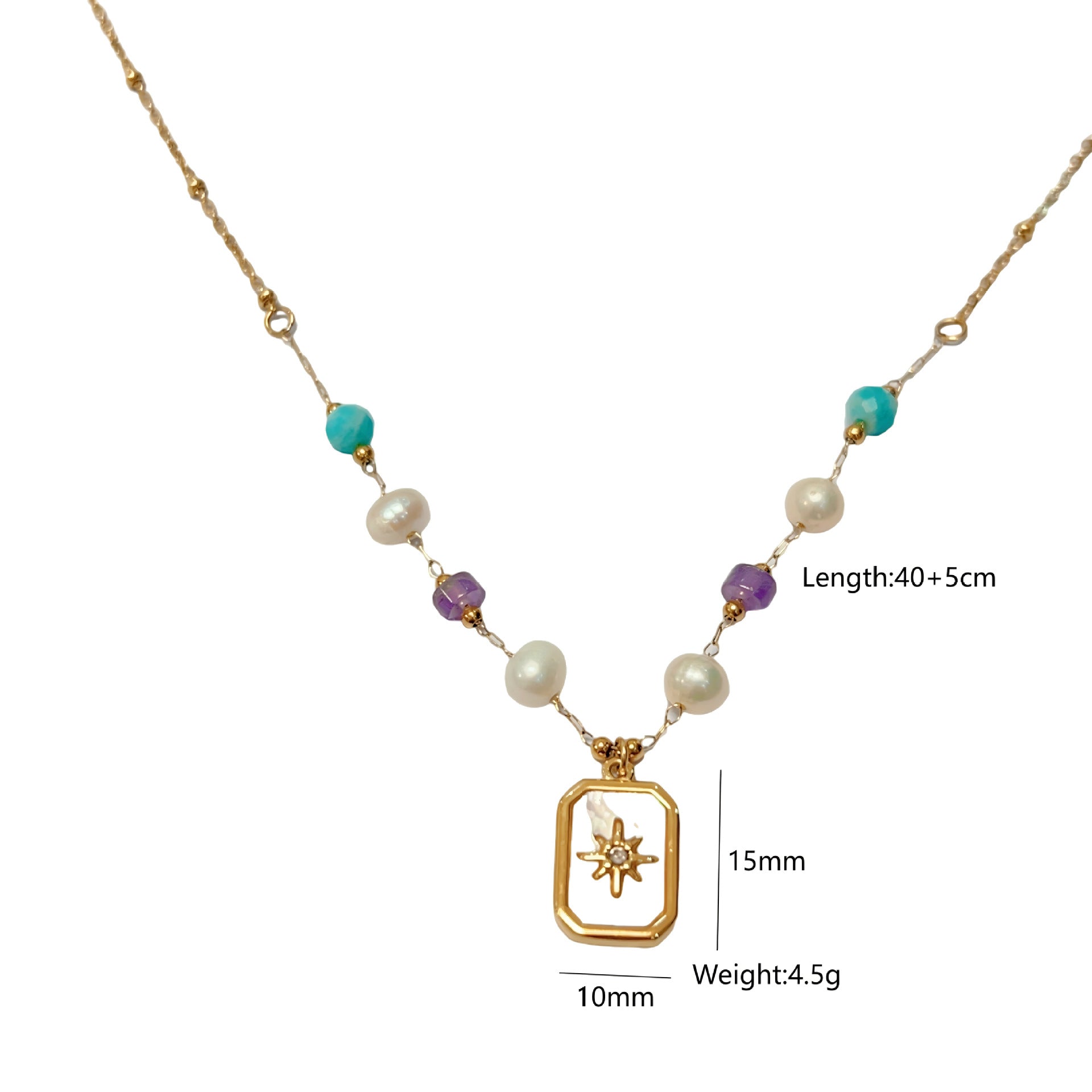 Wholesale Stainless steel handmade natural stone mans star pendant  chain necklaces