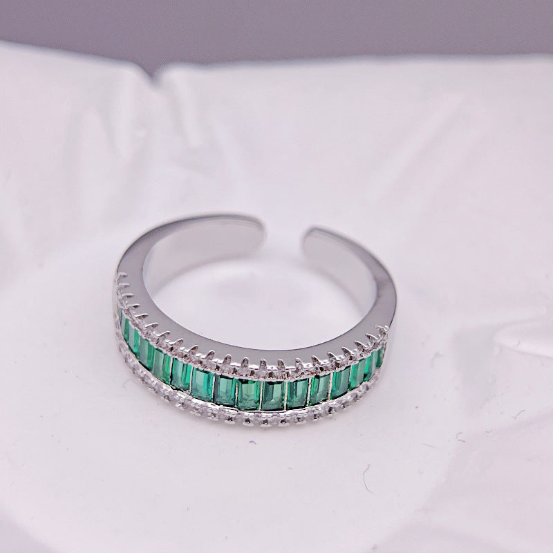 Wholesale Copper Inlaid Colorful Zirconia Adjustable Emerald Rings ACC-RS-YXY039
