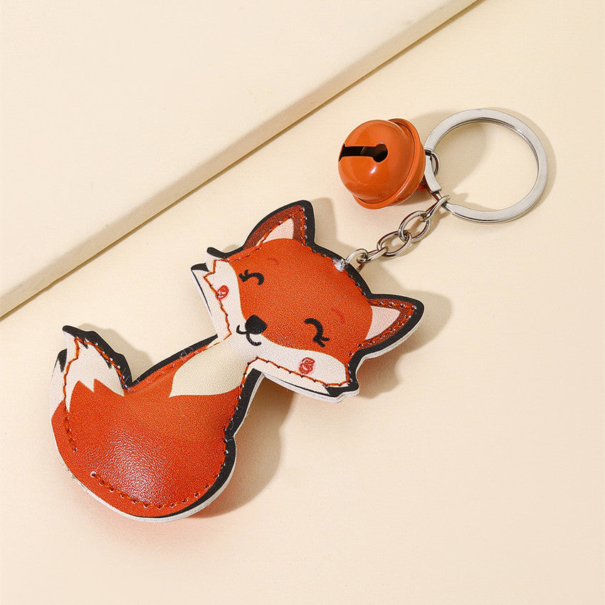 Wholesale cartoon fox pu inflatable cotton boll keychain