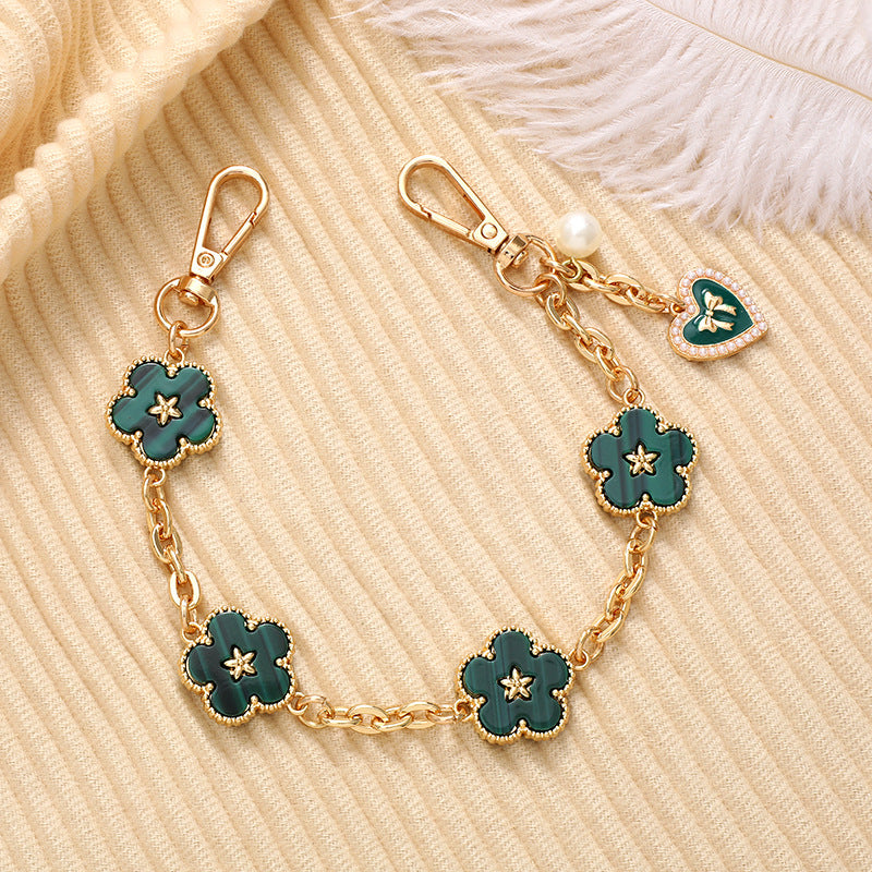 Wholesale Acrylic Five Leaf Clover Metal Keychain Chain Keychains ACC-KC-GeLian001