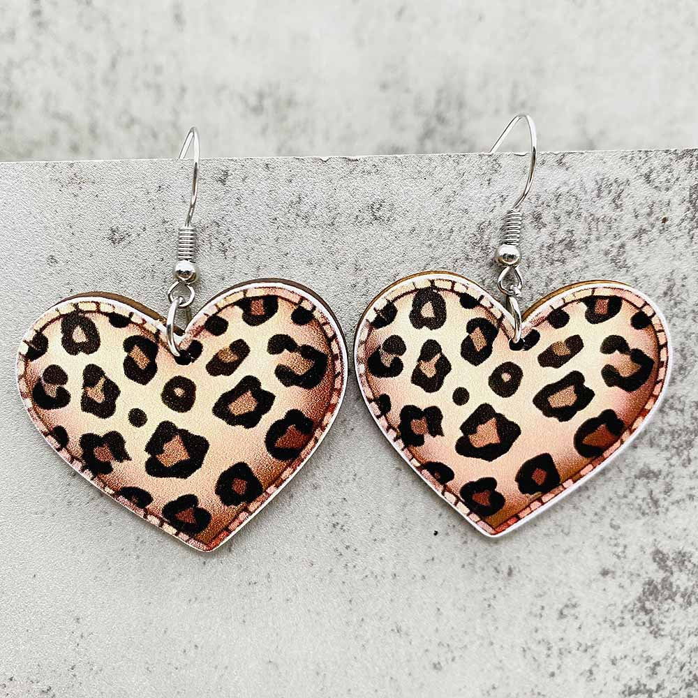 Wholesale Valentine's Day  Creative Leopard Love Coffee Cup Acrylic Earrings