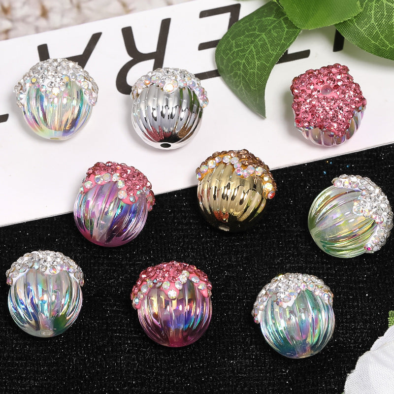 Wholesale 20pcs Heavy Rhinestone Acrylic Pumpkin Beads Pine Cone Ball Beaded Diy Accessories ACC-BDS-BLG095